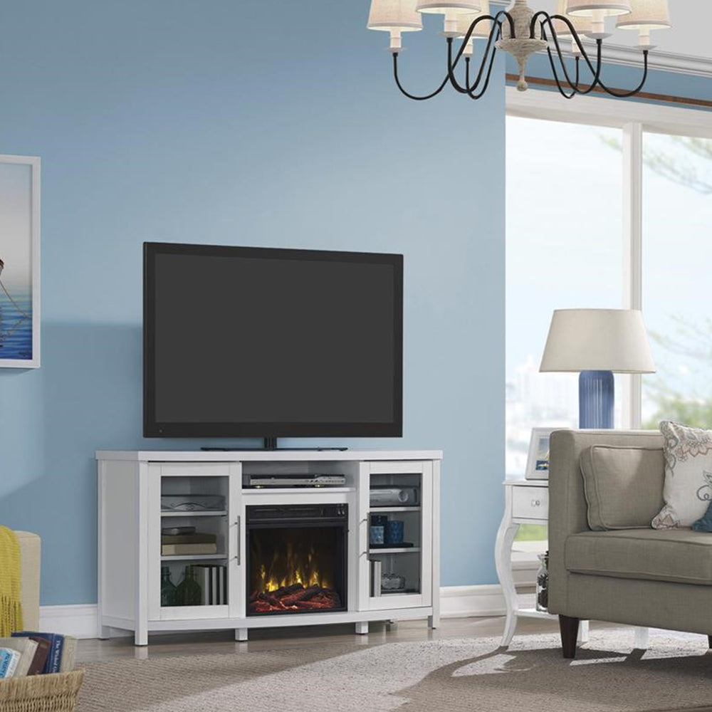 Bell'O White Stand With Fireplace Insert 54"