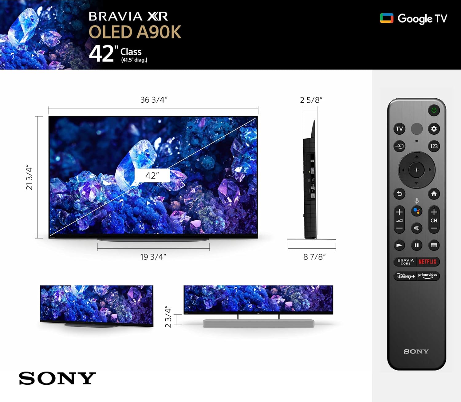 Sony 42" A90K | BRAVIA XR MASTER Series OLED  4K Ultra HD  High Dynamic Range (HDR)  Smart TV (Google TV)