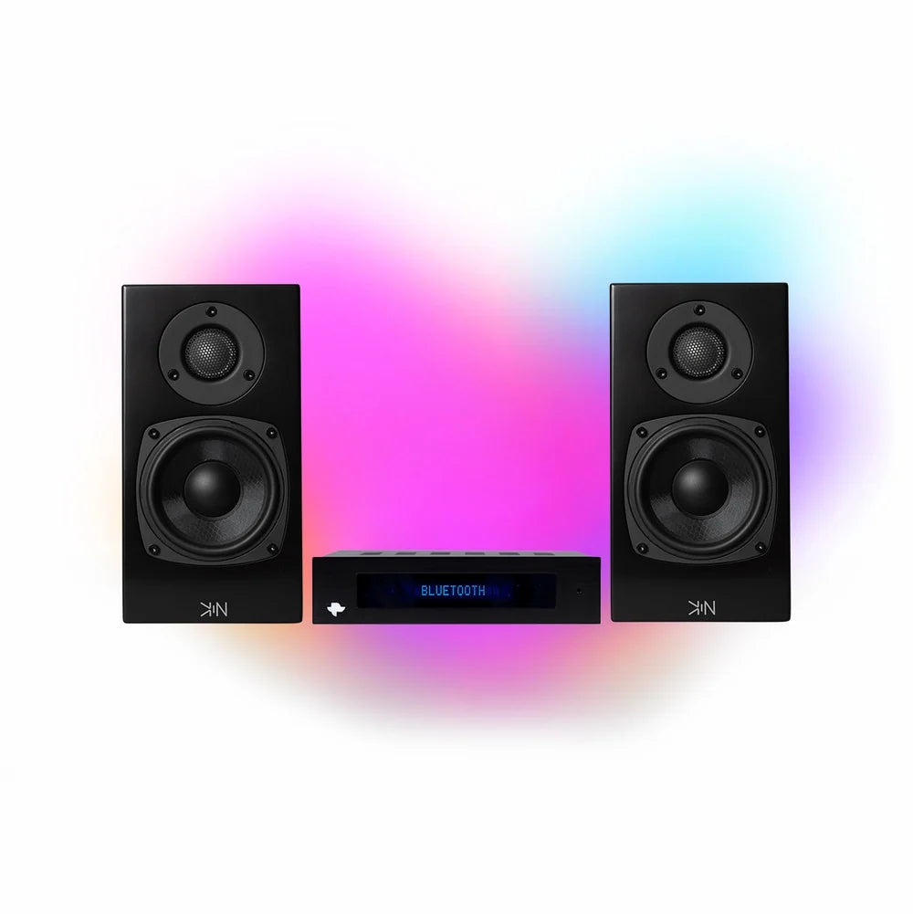 KIN AMP Stereo Amplifier KIN ONE Bookshelf Speaker 2 Channel Set