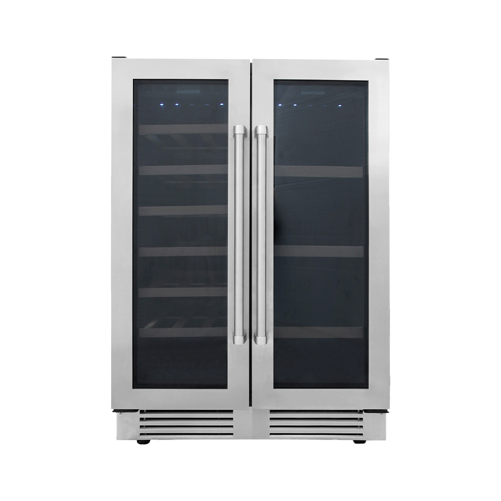 24" Dual Zone French Door Wine Cooler and Beverage Center