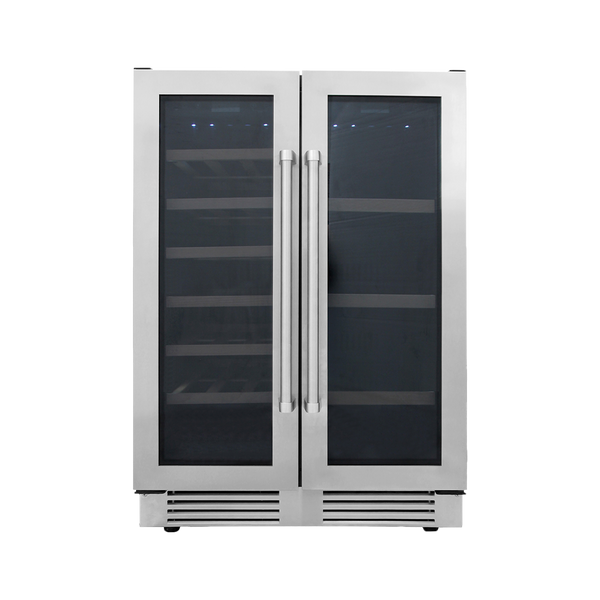 24" Dual Zone French Door Wine Cooler and Beverage Center