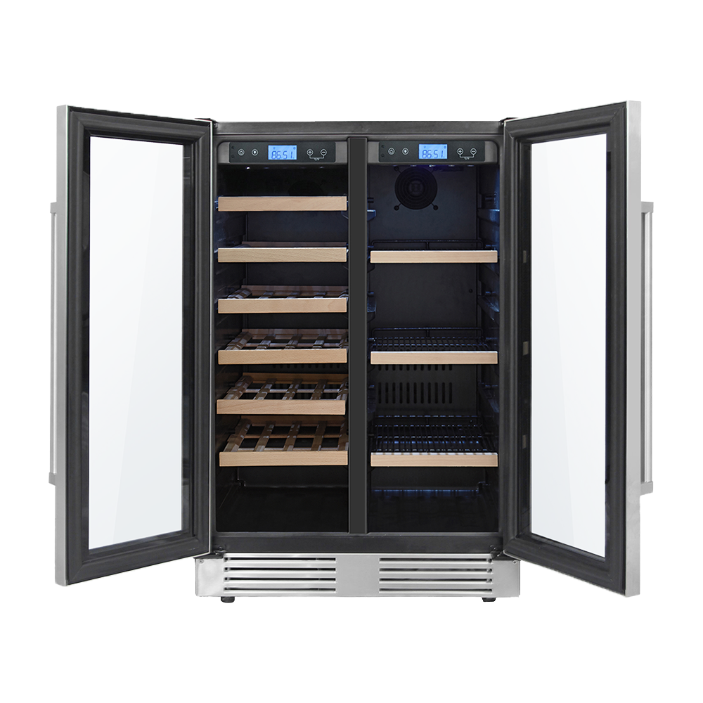 24" Dual Zone French Door Wine Cooler and Beverage Center