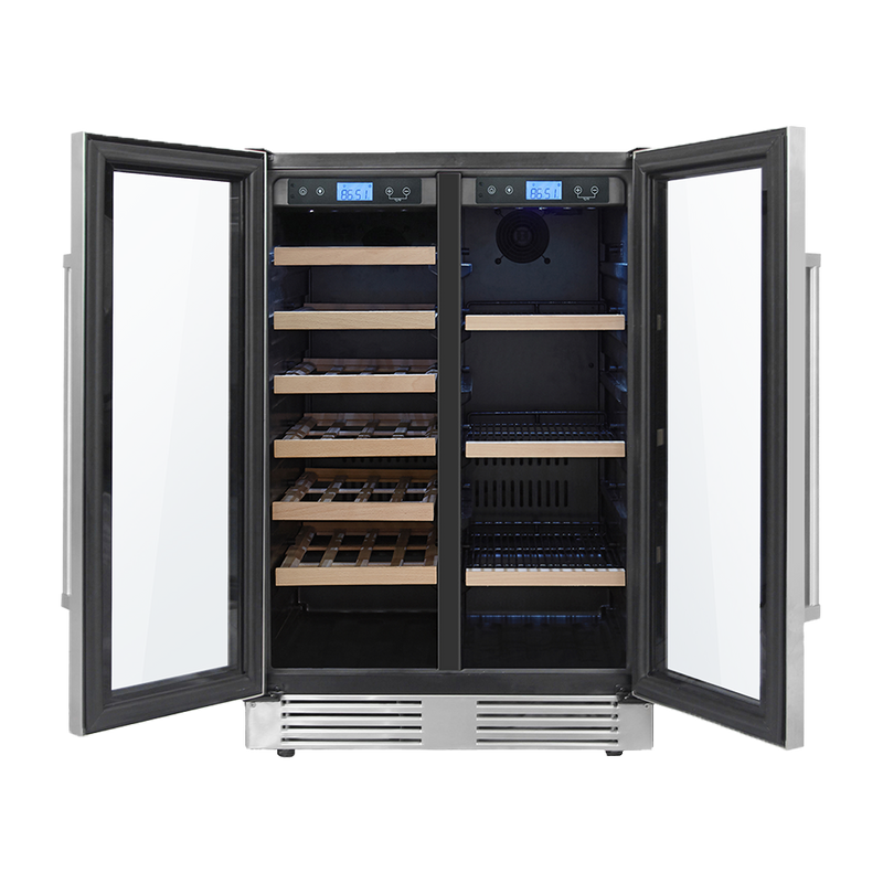 24" Dual Zone French Door Wine Cooler and Beverage Center