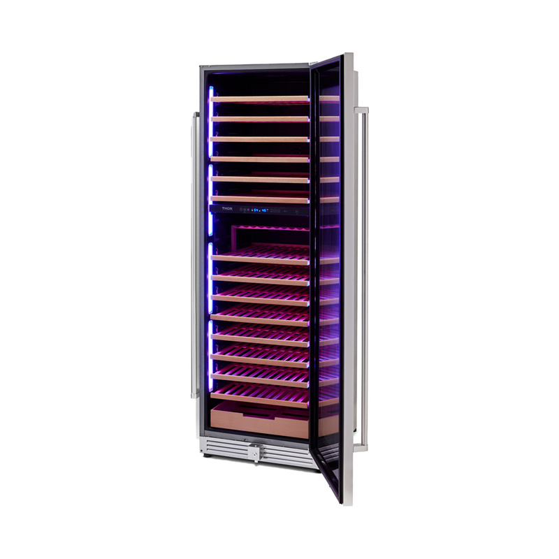 24" Freestanding Dual Zone Wine Cooler - 3 color lighting - reversible door