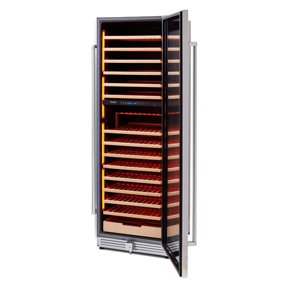 24" Freestanding Dual Zone Wine Cooler - 3 color lighting - reversible door