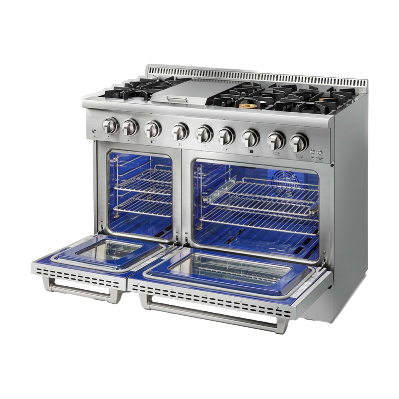 48 Inch Pro SS Dual Fuel Range with Griddle (add 220V cord)